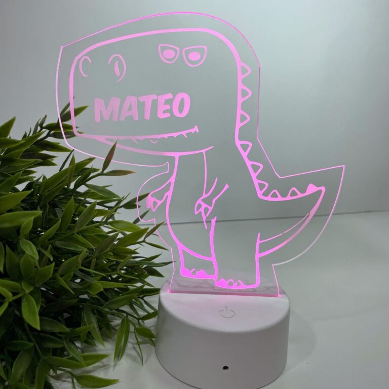 lampara 3d dinosaurio niños personalizada